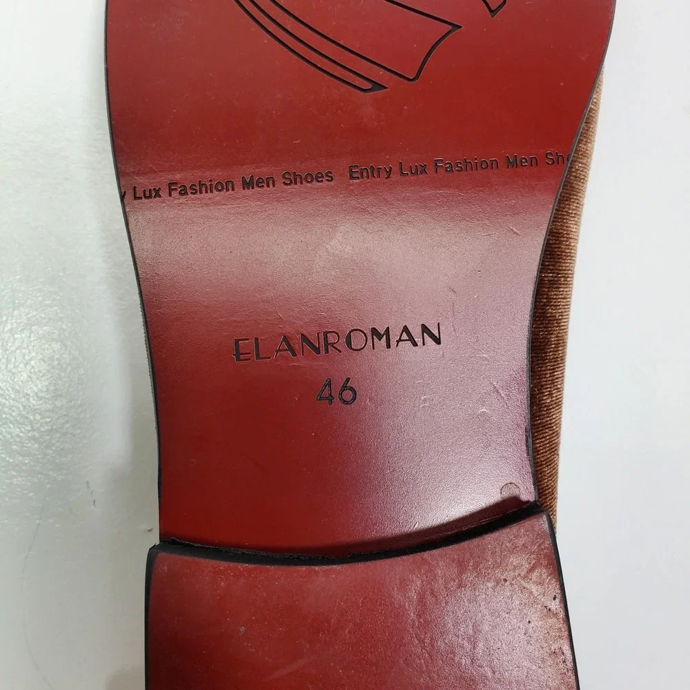 Elanroman‎ Men's Velvet Loafers Dress Wedding Party Prom Shoes Sz 12,12.5 (46)